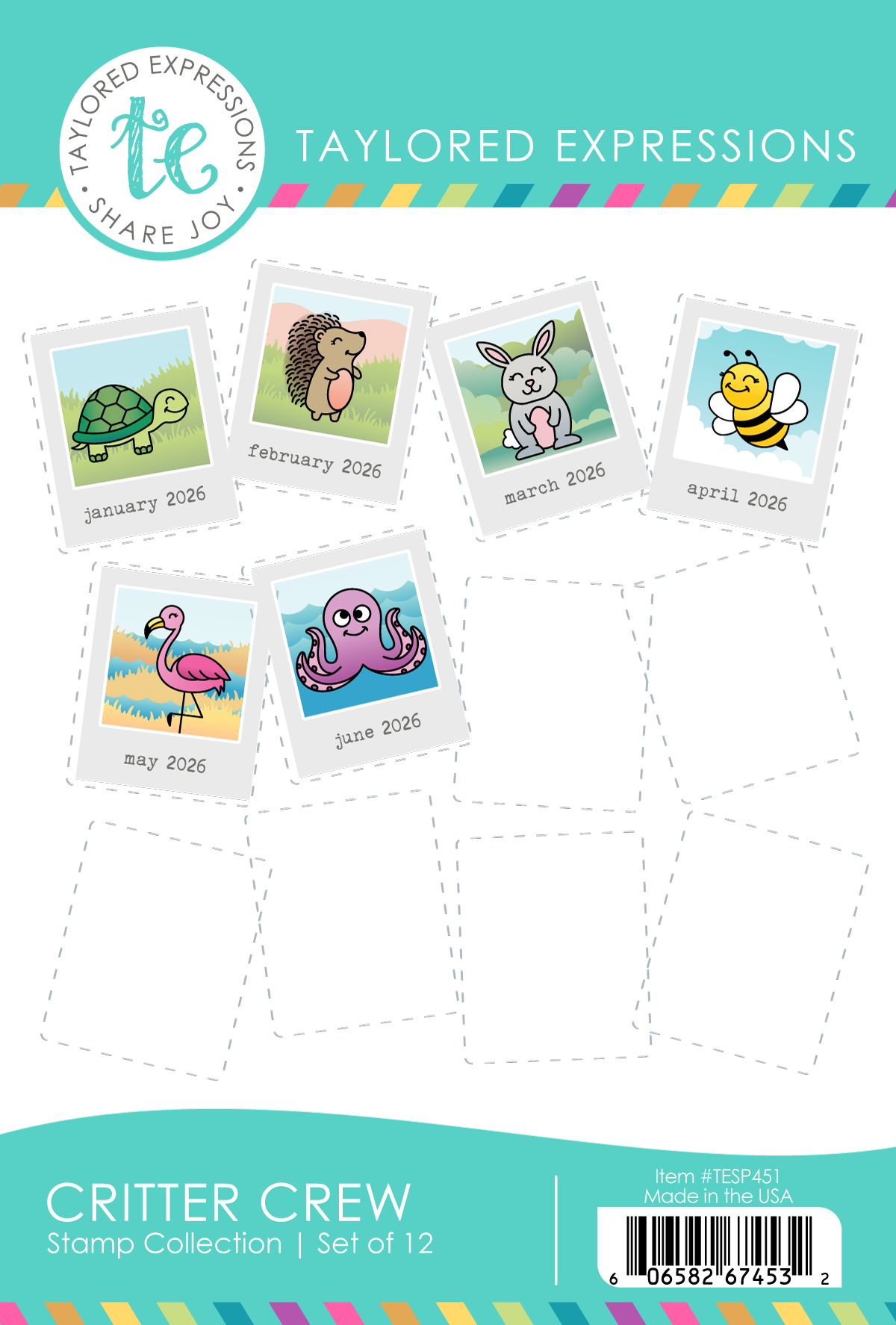 A Year In Bloom Stamp Panel with first seven month flowers shown.