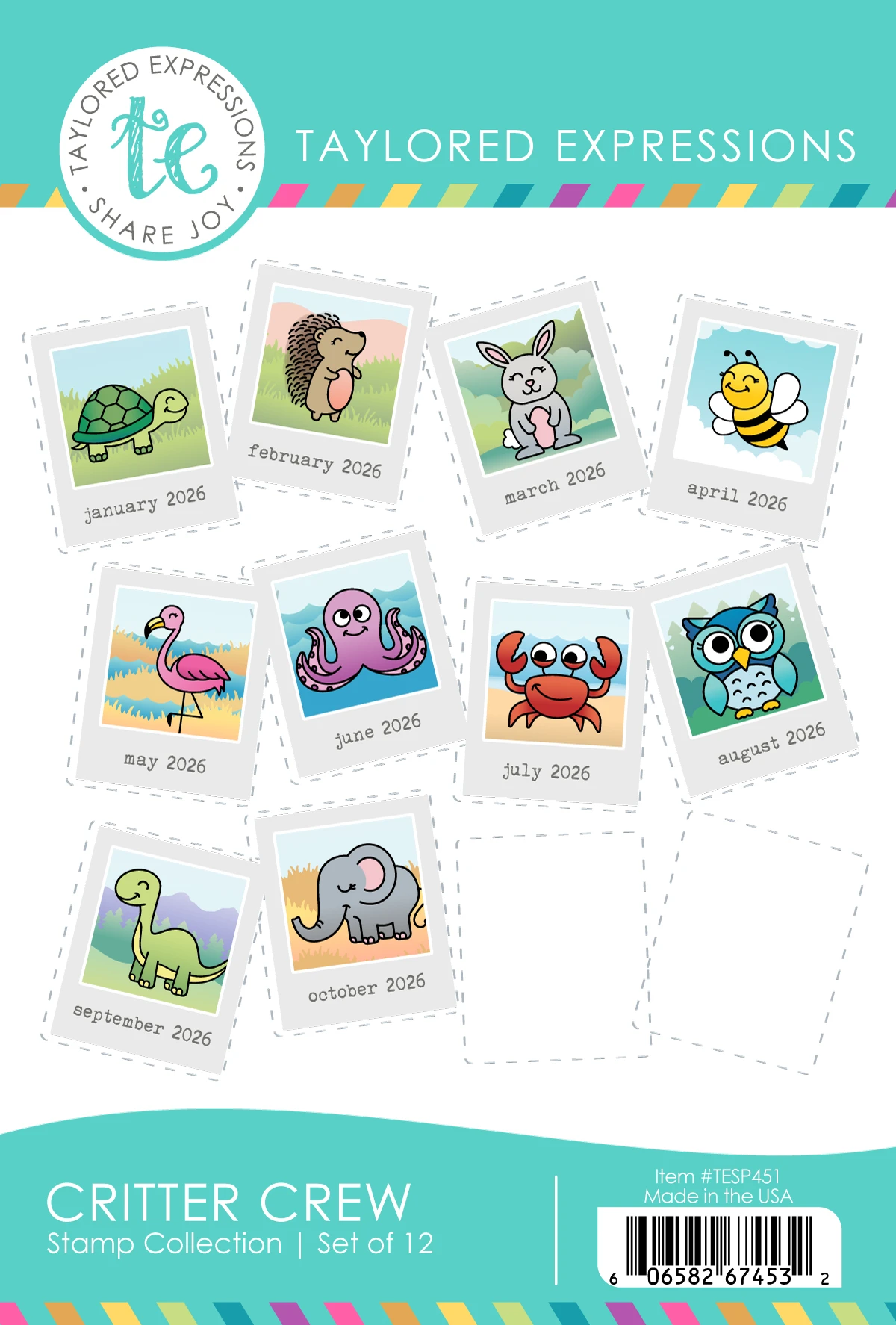 A Year In Bloom Stamp Panel with first seven month flowers shown.