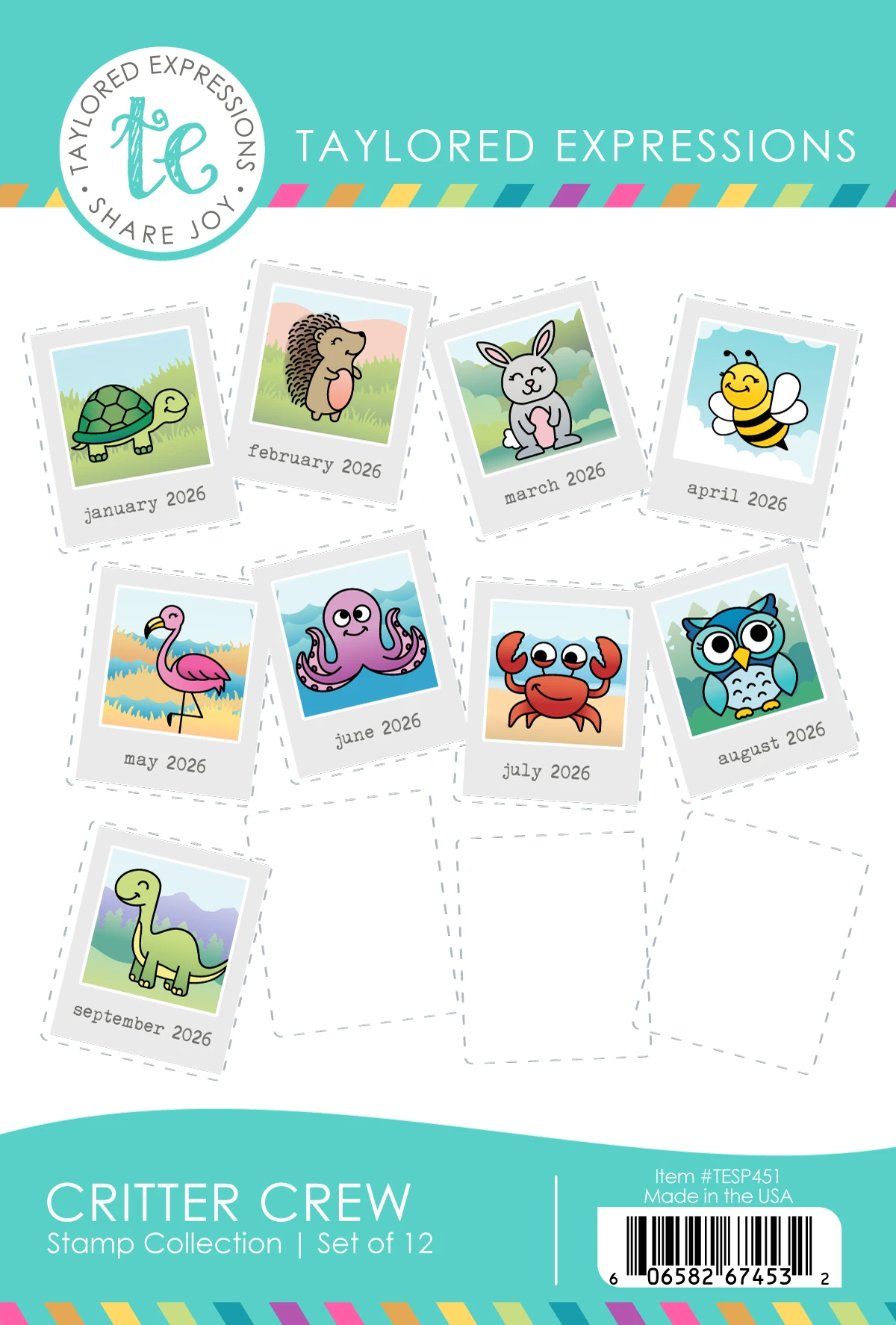 A Year In Bloom Stamp Panel with first seven month flowers shown.