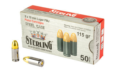 Sterling 9mm 115gr FMJ Steel 500 Rounds