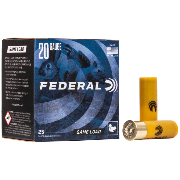 Federal Game Load 20ga 2 3/4" #8 25 Rounds