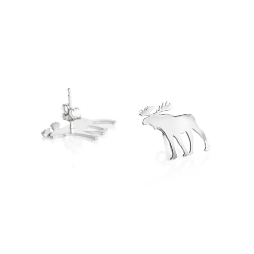 This handmade pair of sterling silver moose post stud earrings from the locally made Teton Jewelry Collection.