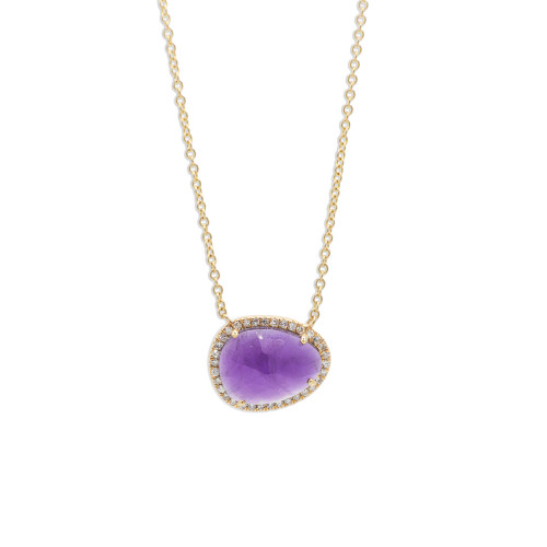 February Amethyst Necklace Gold + Diamonds