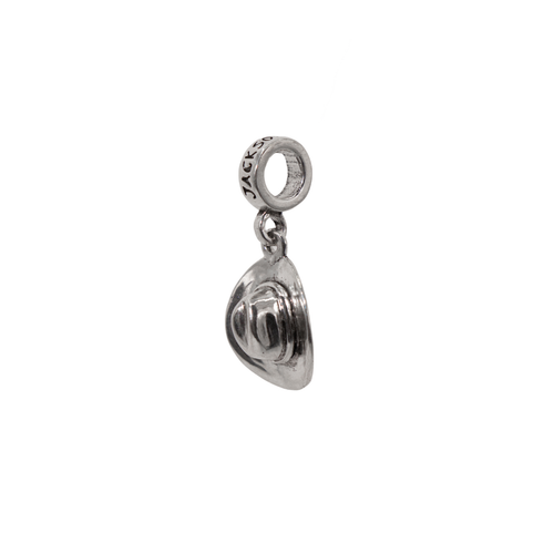 This handmade sterling silver Wyoming Cowboy Hat charm features a spacer bead with "Jackson Hole" etched in and is from the locally made Teton Jewelry Collection. Exclusively made for and sold at A Touch of Class.