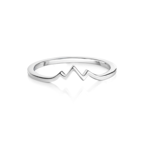 This handmade 14k smooth white gold ring featuring an outline of the Grand Teton Mountain Range is from the locally made Teton Jewelry Collection. Exclusively made for and sold at A Touch of Class.