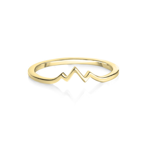 This handmade 14k smooth yellow gold ring featuring an outline of the Grand Teton Mountain Range is from the locally made Teton Jewelry Collection. Exclusively made for and sold at A Touch of Class.