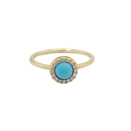 14 YG DIA Turquoise Ring, Size 8