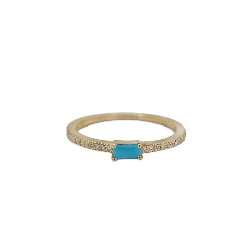 14K YG Turquoise Ring+ Diamond