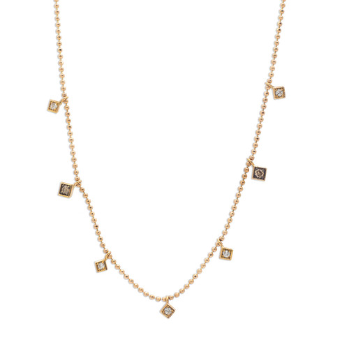 18K RG Square Shape Necklace W/ White Diamonds 18K RG Square Shape Necklace W/ White Diamonds
