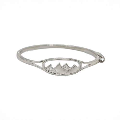 Mountain Oval LG Bangle, Rhodium