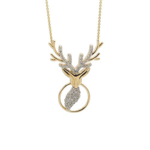 14K YG Diamond Pave Elk Necklace 14K YG Diamond Pave Elk Necklace