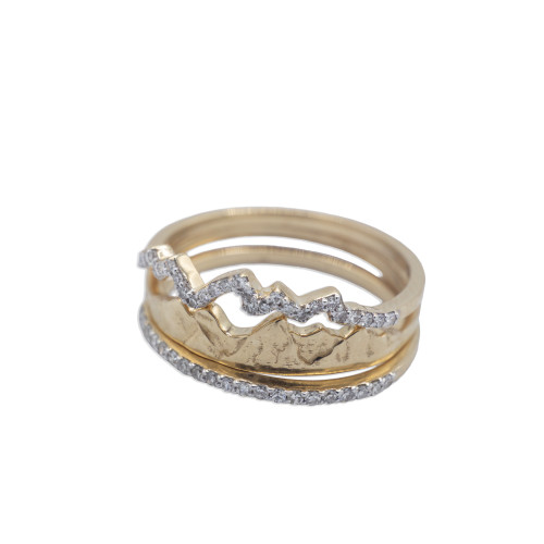 14K YG Stackable Teton Rings Set