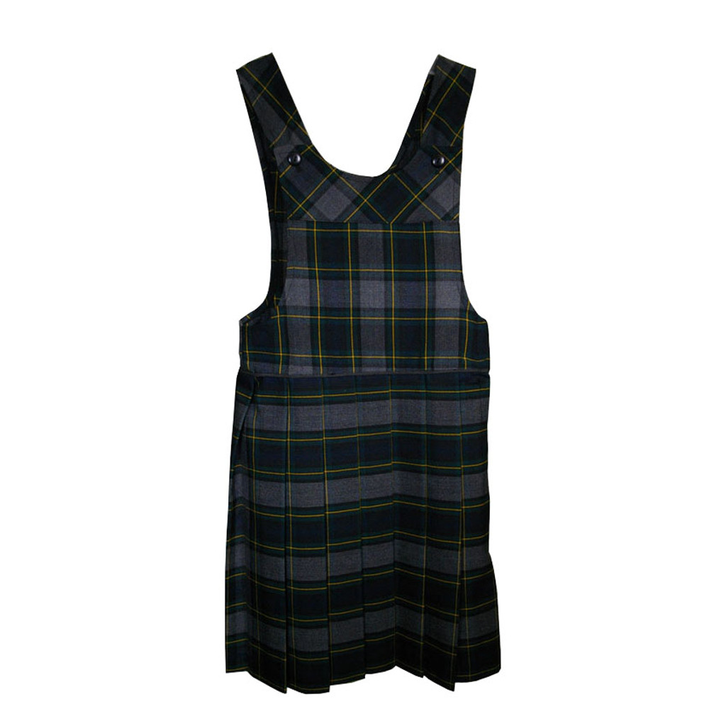 Bib Top Pleated Jumper with Piping | Plaid I | Color #48