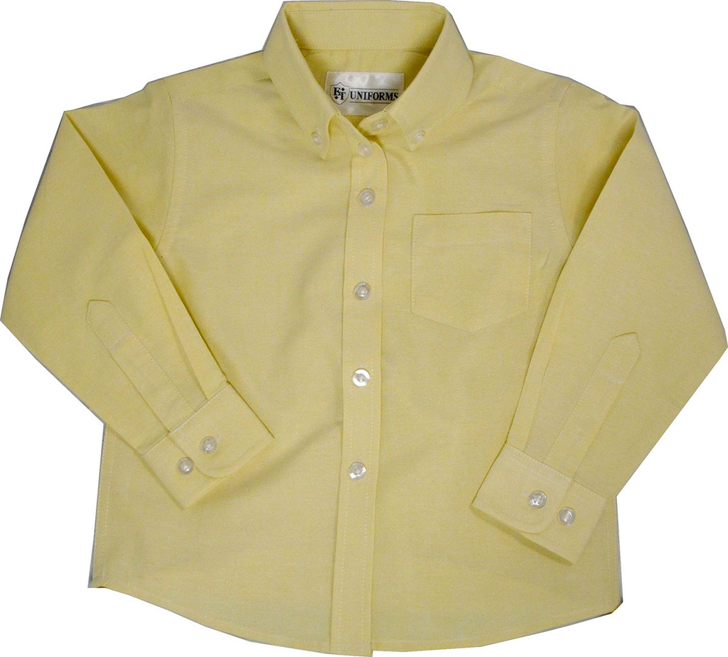 Junior Girls Blue or Yellow or White Oxford Blouse Long Sleeve