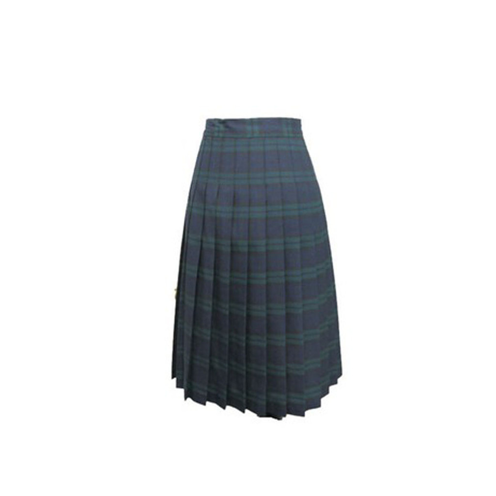 Juniors Uniform Pleated Skirt Navy and Green Plaid R 