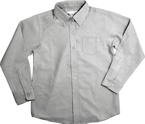 Kids Girls Grey Oxford School Blouse Long Sleeve