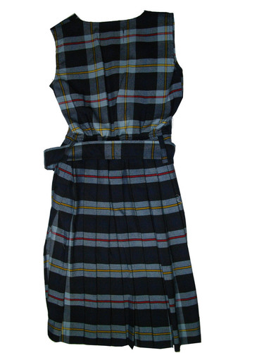 Girls School Uniform Scoop Neck Plaid Pleated Jumper w/Belt (Plaid Z )