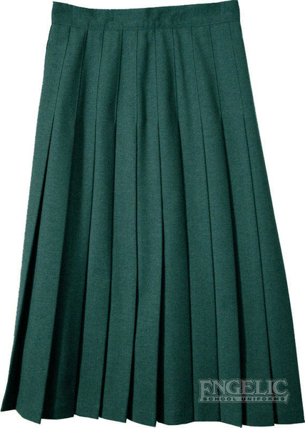 Junior Skirt Pleats Stitched Down Polyester Color Green Long