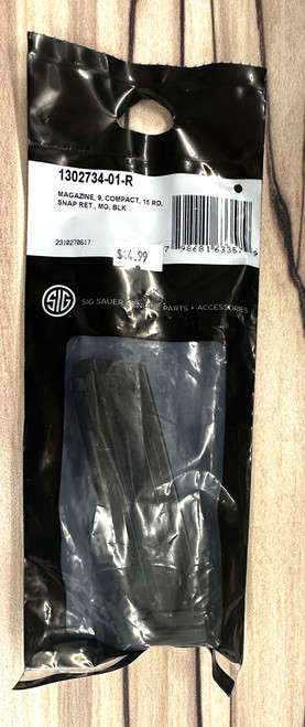 SIG SAUER - MAGAZINE, 9, COMPACT, 15RD, SNAP RET., BLK