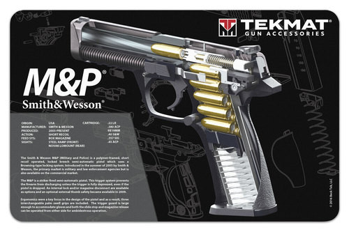 TEKMAT Armorers Bench Mat S&W M&P Cutaway
TekMat is the creator of original printed cleaning and maintenance mat. Our 17” TekMats are large enough to handle a fully disassembled handgun with room to spare for tools and accessories. The 1/8” padding on these mats not only provides a premium feel and high level of quality but it offers extra protection from any rough handling or drops while working on your firearm. The ultra soft, oil and water-resistant surface helps protect your firearm from scratches while the diagrams and illustrations help with cleaning, disassembly and are just plain fun to look at.
PROTECT YOUR GUN AND YOUR WORK AREA - The soft thermoplastic fiber surface ensures your gun doesn’t get scratched while the extra thick, 1/8” neoprene rubber will protect your work surface and prevent the mat from sliding. This mat will also keep harmful chemicals, oil and dirt from penetrating down to your desk, bench or work area where you normally clean and work on your firearm.
OVERSIZED DESIGN - This gun cleaning mat measures 11” x 17” and is 1/8” thick. The oversized design gives you plenty of room to disassemble your handgun and to clean it without having to move parts all over. The thick 1/8” neoprene rubber backing ensures the cleaning mat will protect your firearm and work surface.
QUALITY GUN CLEANING MAT - This gun cleaning mat by TekMat is made to exacting standards. This begins with the water-resistant, scratch proof, fade and oil resistant dye-sublimation printing. This heat transferred printing impregnates the ink into the fibers for a lifetime of durability. TekMat does not silkscreen their designs like a lot of other inferior gun cleaning mat manufacturers.
EASY TO USE - This gun cleaning mat features full color graphics and rolls up for easy storage along with your other cleaning supplies and accessories. TEKMAT Armorers Bench Mat S&W M&P Cutaway
TekMat is the creator of original printed cleaning and maintenance mat. Our 17” TekMats are large enough to handle a fully disassembled handgun with room to spare for tools and accessories. The 1/8” padding on these mats not only provides a premium feel and high level of quality but it offers extra protection from any rough handling or drops while working on your firearm. The ultra soft, oil and water-resistant surface helps protect your firearm from scratches while the diagrams and illustrations help with cleaning, disassembly and are just plain fun to look at.
PROTECT YOUR GUN AND YOUR WORK AREA - The soft thermoplastic fiber surface ensures your gun doesn’t get scratched while the extra thick, 1/8” neoprene rubber will protect your work surface and prevent the mat from sliding. This mat will also keep harmful chemicals, oil and dirt from penetrating down to your desk, bench or work area where you normally clean and work on your firearm.
OVERSIZED DESIGN - This gun cleaning mat measures 11” x 17” and is 1/8” thick. The oversized design gives you plenty of room to disassemble your handgun and to clean it without having to move parts all over. The thick 1/8” neoprene rubber backing ensures the cleaning mat will protect your firearm and work surface.
QUALITY GUN CLEANING MAT - This gun cleaning mat by TekMat is made to exacting standards. This begins with the water-resistant, scratch proof, fade and oil resistant dye-sublimation printing. This heat transferred printing impregnates the ink into the fibers for a lifetime of durability. TekMat does not silkscreen their designs like a lot of other inferior gun cleaning mat manufacturers.
EASY TO USE - This gun cleaning mat features full color graphics and rolls up for easy storage along with your other cleaning supplies and accessories.