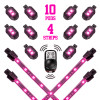 XK Glow Strips Single Color XKGLOW LED Accent Light Motorcycle Kit Pink - 10xPod + 4x8In - XK034002-P User 1