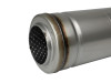aFe MACH Force-Xp 409 SS Muffler 3in Center/Center 18in L X 5in Dia - Round Body - 49M30050 Photo - Unmounted