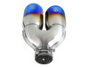aFe Takeda 2.5in 304 Stainless Steel Clamp-on Exhaust Tip Driver Side 2.5in Inlet 4inDual-Blue Flame - 49T25484-L122 Photo - Unmounted