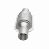 MagnaFlow Univ Conv 2in In/Out Ctr/Ctr Round 9in Body L x 5.125in W x 13in Overall L Single O2 Port - 51234 360 Degree Image Set