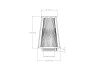 aFe POWER Universal Clamp-On Air Filter / D2 Dura-Dry Media 2-1/2in F x 5in B x 3-1/2in T x 7inH - 21-25507V Technical Drawing