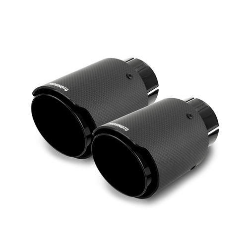 Mishimoto 2x Carbon Fiber Muffler Tip 2.5in Inlet 3.5in Outlet Black - MMEXH-TIP-CFD25BK Photo - Primary