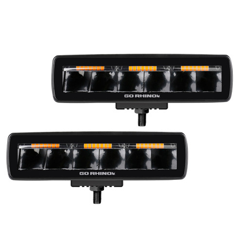 Go Rhino Xplor Blackout Combo Series Sixline LED Spot Lights w/Amber (Surface Mount) - Blk (Pair) - 750600622SBS Photo - Primary