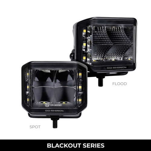 Go Rhino Xplor Blackout Series Cube LED Sideline Spot Light Kit (Surface Mount) 4x3 - Blk (Pair) - 750700321SCS Photo - Close Up