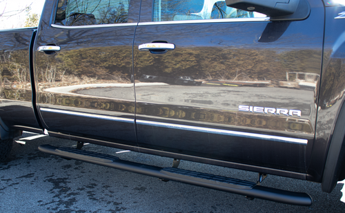 Fishbone Offroad 07-18 Chevrolet Silverado 1500/2500/3500 Crew Cab Oval Side Steps - Black Textured - FB21381 Photo - lifestyle view