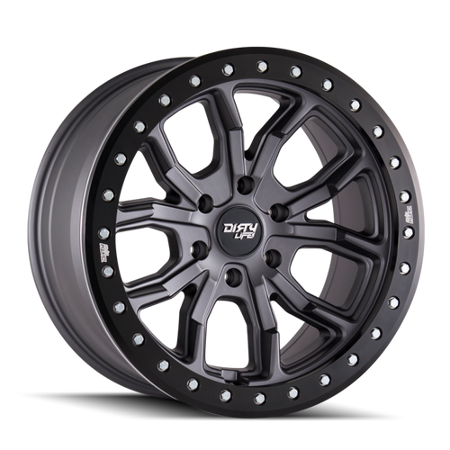 Dirty Life 9303 DT-1 17x9/6x139.7 BP/-12mm Offset/106mm Hub Matte Gunmetal Wheel - Beadlock - 9303-7983MGT12 Photo - Primary