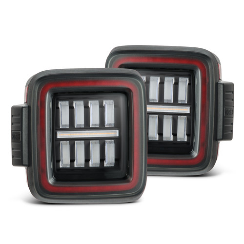 AlphaRex 18-23 Jeep Wrangler JL NOVA Prismatic LED Taillights Black-Red - 602020 Photo - Primary