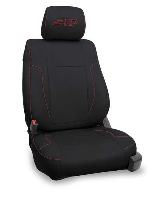 PRP 12-14 Ford Raptor Front Seat Covers (Pair) - Black w/ Red Stitch - B068-01 Photo - Primary