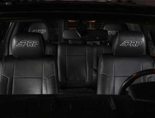 PRP 12-14 Ford Raptor Front Seat Covers (Pair) - Black w Silver Stitch - B068-06 Photo - Close Up