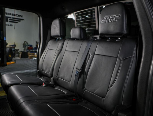 PRP 12-14 Ford Raptor  Rear Bench Seat Covers- Black with Silver Stitch - B070-06 Photo - Close Up