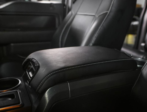 PRP 10-14 Ford Raptor  Center Console Cover- Black with Silver Stitch - B107-06 Photo - Close Up
