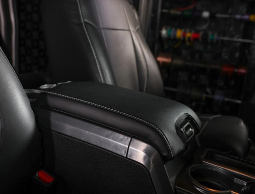 PRP 10-14 Ford Raptor  Center Console Cover- Black with Silver Stitch - B107-06 Photo - Close Up