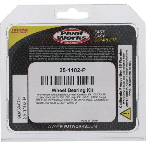 Pivot Works Kawasaki Wheel Bearing Kit Premium Bearings - 25-1102-P Photo - Primary