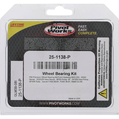 Pivot Works Hyosung, Suzuki Wheel Bearing Kit Premium Bearings - 25-1138-P Photo - Primary