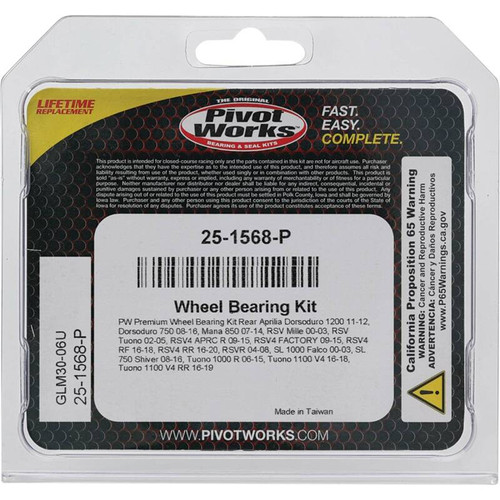 Pivot Works Aprilia Wheel Bearing Kit Premium Bearings - 25-1568-P Photo - Primary