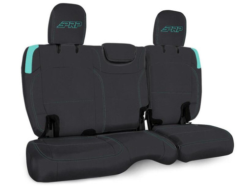 PRP Jeep Wrangler JL Rear Bench Covers - 2 door - Black/Teal - B041-09 Photo - Primary