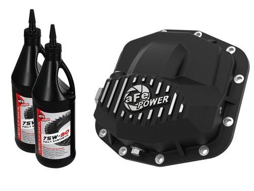 aFe 18-21 Jeep Wrangler JL Dana M210 Pro Series Front Diff Cover w/ Oil - Black - 46-71031B Photo - Primary