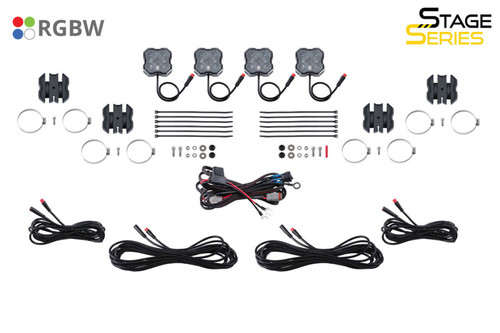 Diode Dynamics Stage Series SXS Rock Light Installer Kit - RGBW M8 w/Controller (4-pack) - DD7751C User 7
