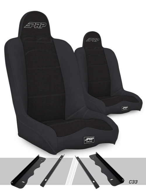 PRP 95-01 Jeep Cherokee XJ Daily Driver High Back Suspension Seats Kit (Pair) - Black - A140110-C33-50 Photo - Primary