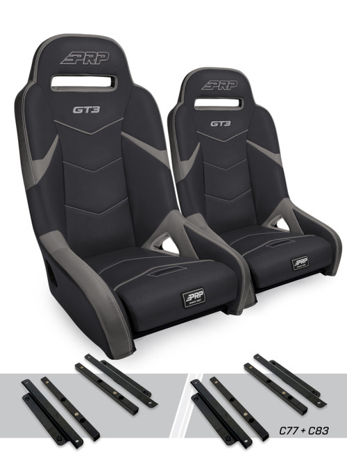 PRP Polaris General GT3 Suspension Seats Kit (Pair) - Black & Gray - A7301-PORXP-C83-203 Photo - Primary