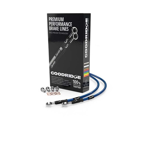 Goodridge 91-93 Yamaha FZR600 Genesis Electric Blue Front SS Brake Lines - YA0602-3FC-EB Photo - Primary