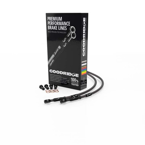 Goodridge 96-00 Yamaha TRX850 Carbon Rear SS Brake Lines w/Black Fittings - YA0849-1RCBK-CB Photo - Primary